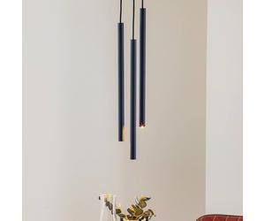 SOLLUX LIGHTING Thin pendant light, black, 3-bulb, rondel
