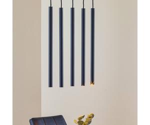 SOLLUX LIGHTING Thin pendant light, black, 5-bulb, linear