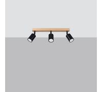 Sollux Lighting Verdo Steel/wood Black 3 Lights Modern Ceiling Light