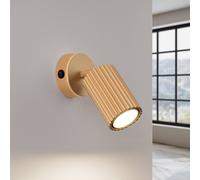 SOLLUX LIGHTING Wall spotlight carbon, gold-coloured, projection 16 cm, switch