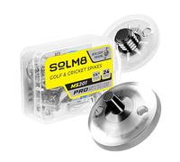 SOLM8 Metal Spikes for Golf and Cricket Shoe Replacement Cleats - 1/4 Inch 6mm Screw Type Metal Threading (24 Count + 1 Spanner) - Clear Black