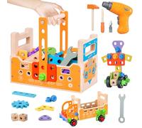 SOLMAN 2 3 4 5 Year Old Boys Gifts,Montessori Wooden Toys for 2 3 4 5 year olds Gifts,Kids Tool Set,Educational Construction Toys for 2 3 4 5 year olds,Gifts for 2 3 4 Year Old Boys Girls