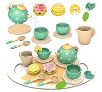 SOLMAN Toys for 2 Year Old Girls,Gifts for Girls,Wooden Tea Set for Toddlers,Toys for Girl Gifts,Pretend Play Kids Tea Set for Girl Gift