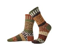 Solmate Socks - Mismatched Crew Socks for Women or Men, Savanna, Large