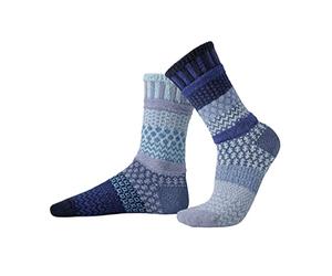 Solmate Socks Women & Men Modern Crew - Mismatched Crew Socks, Horizon, Large