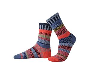 Solmate Socks Women & Men Recycled Cotton Mismatched Crew Socks, Masala, Medium