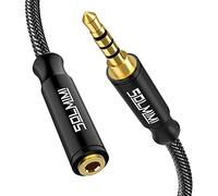 SOLMIMI Headphone Extension Cable 4 Pole 3.5mm TRRS Male to Female Lossless Stereo Audio Cable Extension (4 ft/ 1.2 m) Nylon Braid Aux Cord Extension for Headset or Audio Devices -Matte Black