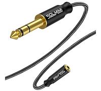 SOLMIMI Headphone Jack Adapter 3.5mm to 6.35mm Audio Jack Nylon Braid & Lossless Stereo 1/8 to 1/4 Inch Adapter for Amplifier Mixer Piano Speaker or More - Matte Black(30cm/1ft)