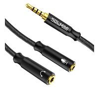 SOLMIMI Headphone Splitter 3.5mm, TRRS Headset Splitter Male To 2 Female For Dual-Plug Headset, Headphone & Mic 3.5mm Audio Splitter Compatible with Xbox One,PC,PS4,Smartphone
