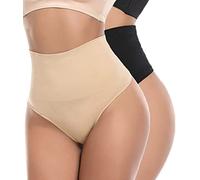 SOLO ACTFIT Women's Bodice Briefs Tummy Control Bodice String Thong Underwear High Waist Figure Shaping Briefs Strong Bodice Pants Shapewear Underwear, Black and beige, L