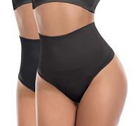 SOLO ACTFIT Women's Bodice Briefs Tummy Control Bodice String Thong Underwear High Waist Figure Shaping Briefs Strong Bodice Pants Shapewear Underwear, Black*2, XL