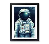Solo Astronaut Framed Print | A4 Black Framed Wall Art | Ready to Hang | Modern Space Picture | Living Room Bedroom Lounge Office