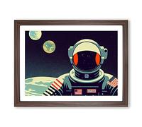 Solo Astronaut Framed Print | A4 Walnut Framed Wall Art | Ready to Hang | Modern Space Picture | Living Room Bedroom Lounge Office