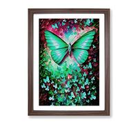 Solo Butterfly No.1 Framed Print | A4 Walnut Framed Wall Art | Ready to Hang | Modern Animal Picture | Living Room Bedroom Lounge Office