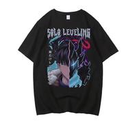 Solo Leveling Anime T-Shirt for Teen Boys - Short Sleeve Graphic Tee, Cool 3D Print Design, Comfortable Cotton Casual Wear, for Fans (Black5,XL)