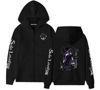 Solo Leveling Anime Zipper Hoodie for Boys Teens and Men Casual Streetwear Sweatshirt Printed Graphic Design (Black10,S)