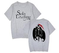 Solo Leveling T-Shirts Merch Tee Summer Women Men Streetwear Fashion Casual Short Sleeve Camiseta Tee Chic Tops (Gray,XXL)