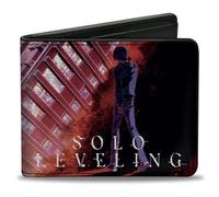 Solo Leveling Wallet, Bifold, Solo Leveling Sung Jinwoo Pose and Title Logo, Vegan Leather