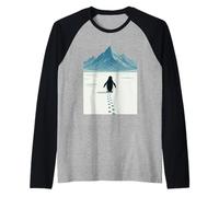 Solo Penguin Journey Arctic Landscape Solitude Perseverance Raglan Baseball Tee