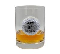 solo-pro master your game 40th Birthday Golf Ball Whiskey Shot Glass, Novelty Golf Gift Real Ball Embedded