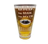 solo-pro master your game Unique Rugby Themed Gift Pint Glass Embedded Stainless Steel Ball Fathers Day, Birthday, for HIM (Rugby DAD Legend)