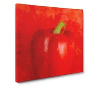 Solo Red Bell Pepper Canvas Print | Gallery Wrapped 30mm Frame Wall Art | 20x20 inches | Ready to Hang | Modern Picture | Living Room Bedroom Lounge Office