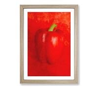 Solo Red Bell Pepper Painting Framed Print | A2 Oak Framed Wall Art | Ready to Hang | Modern Historical Picture | Living Room Bedroom Lounge Office