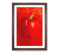 Solo Red Bell Pepper Painting Framed Print | A2 Walnut Framed Wall Art | Ready to Hang | Modern Historical Picture | Living Room Bedroom Lounge Office