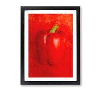 Solo Red Bell Pepper Painting Modern Framed Print | A3 Black Framed Wall Art | Ready to Hang | Modern Historical Picture | Living Room Bedroom Lounge Office