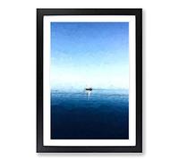 Solo Sailing Boat Across The Sea in Abstract Framed Print | A2 Black Framed Wall Art | Ready to Hang | Abstract Vehicle Picture | Living Room Bedroom Lounge Office