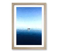 Solo Sailing Boat Across The Sea in Abstract Framed Print | A2 Oak Framed Wall Art | Ready to Hang | Abstract Vehicle Picture | Living Room Bedroom Lounge Office