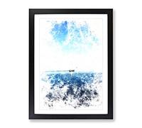 Solo Sailing Boat Across The Sea Watercolour Modern Framed Print | A3 Black Framed Wall Art | Ready to Hang | Modern Vehicle Picture | Living Room Bedroom Lounge Office
