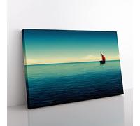 Solo Sailing Boat Vol.1 Canvas Wall Art Print Ready to Hang, Framed Picture for Living Room Bedroom Home Office Décor, 60x40 cm (24x16 Inch)
