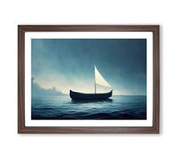 Solo Sailing Boat Vol.2 Framed Print | A4 Walnut Framed Wall Art | Ready to Hang | Modern Vehicle Picture | Living Room Bedroom Lounge Office