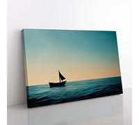 Solo Sailing Boat Vol.3 Canvas Wall Art Print Ready to Hang, Framed Picture for Living Room Bedroom Home Office Décor, 76x50 cm (30x20 Inch)