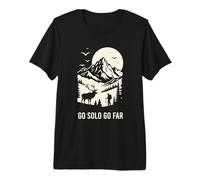 Solo Traveler Hiking Go Solo Go Far Mountains Premium T-Shirt