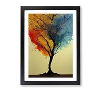 Solo Watercolour Tree Framed Print | A3 Black Framed Wall Art | Ready to Hang | Modern Floral Picture | Living Room Bedroom Lounge Office