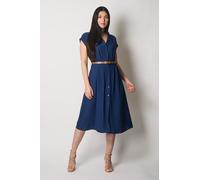 SOLO Women's Button-Down Midi Shirt Dress in Navy | Size: 16 SOLO Navy 16