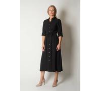 SOLO Women's Button-Down Shirt Dress with Waist Tie in Black | Size: 16 SOLO Black 16