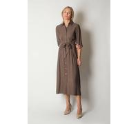SOLO Women's Button-Down Shirt Dress with Waist Tie in Walnut | Size: 8 SOLO Walnut 8