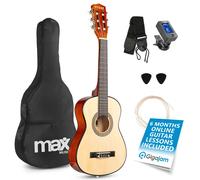 MAX SoloArt Junior 1/4 Beginner Acoustic Guitar Starter Kit, Natural Childrens Wooden Kids Instrument, Ideal Starter Set for Ages 4-8