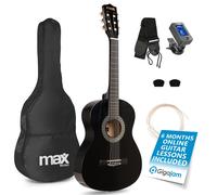 MAX SoloArt Junior 3/4 Beginner Acoustic Guitar Starter Kit, Black Wooden Childrens Guitar with Nylon Strings, Ideal Kids Musical Instrument for Learning