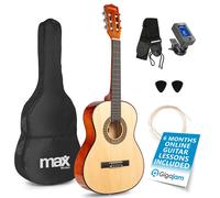 MAX SoloArt Junior 3/4 Starter Acoustic Guitar Kit - Natural Wood Childrens Beginner Guitar with Bag, Strap & Plectrums, Childrens Wooden Beginner Acoustic Instrument