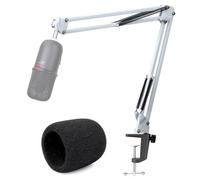SoloCast White Boom Arm Mic Stand with Mic Cover Foam, Microphone Arm Desk Mount with SoloCast Pop Filter by YOUSHARES
