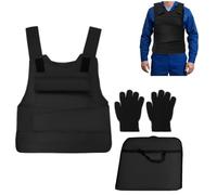 SOLOCJNL Professional Stab Proof Vest with 24J Manganese Steel Plates, Adjustable Tactical Body Armor for Security Police Construction, 600D Nylon Waterproof Protective Vest with Gloves+Storage Bag