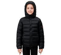 SOLOCOTE Boys Winter Coats Girls Lightweight Water-Resistant Windproof Packable Hooded Down Like Padding Jacket SLN2108-Black-11-12Y