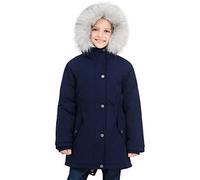 SOLOCOTE Girls Winter Coats Heavyweight Medium Length Warm Jacket With Removable Faux Collar Hooded, SLN2016 Navy 13-14Y