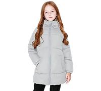 SOLOCOTE Girls Winter Coats Heavyweight Mediun Length Warm Jackets Down-like Cotton Wadding Outwear 3-14Y, Grey, 9-10 years