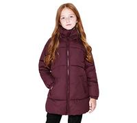 SOLOCOTE Girls Winter Coats Heavyweight Mediun Length Warm Jackets Down-like Cotton Wadding Outwear 3-14Y, Wine Red, 11-12 Years