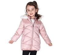 SOLOCOTE Girls Winter Coats Hooded Sherpa Lined Lightweight Jacket Thick Warm Puffy Waterproof Windproof Cotton Shiny Jackets 170763-Pink-7-8Y